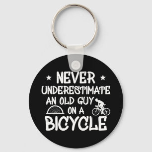 Mens Never Underestimate An Old Guy On a Bicycle L Key Ring