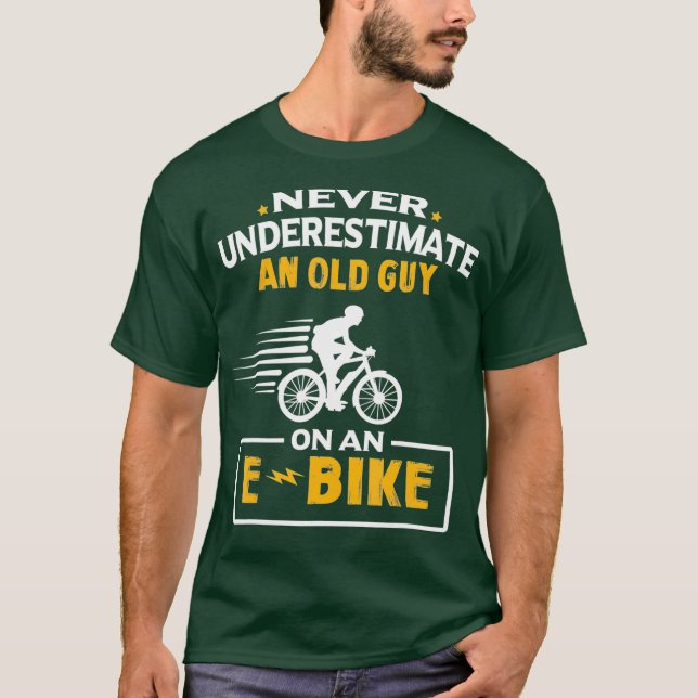 Mens Never Underestimate An Old Guy On An EBike T-Shirt (Front)