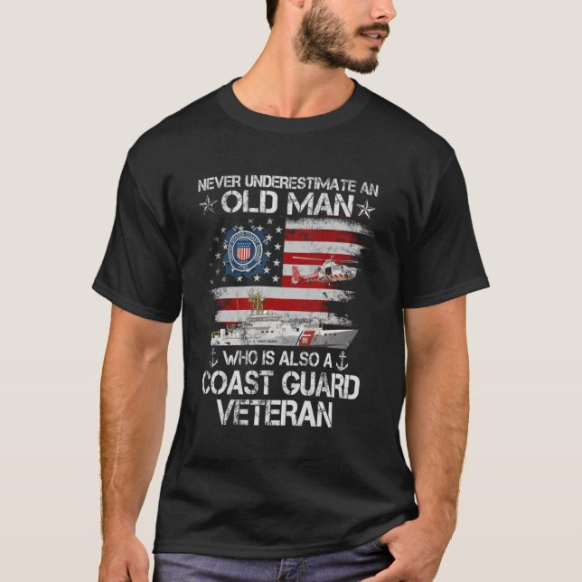 Mens Never Underestimate An Old Man  Coast Guard G T-Shirt (Front)