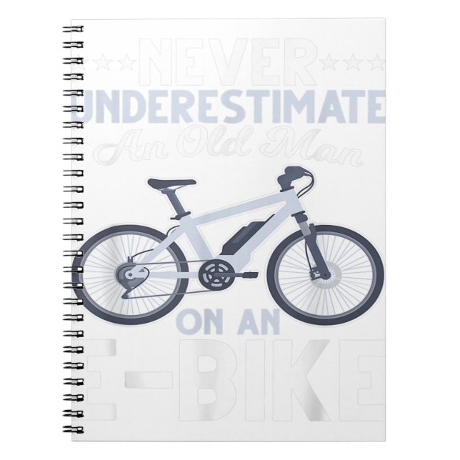 Mens Never Underestimate An Old Man On An Ebike Fu Notebook (Front)