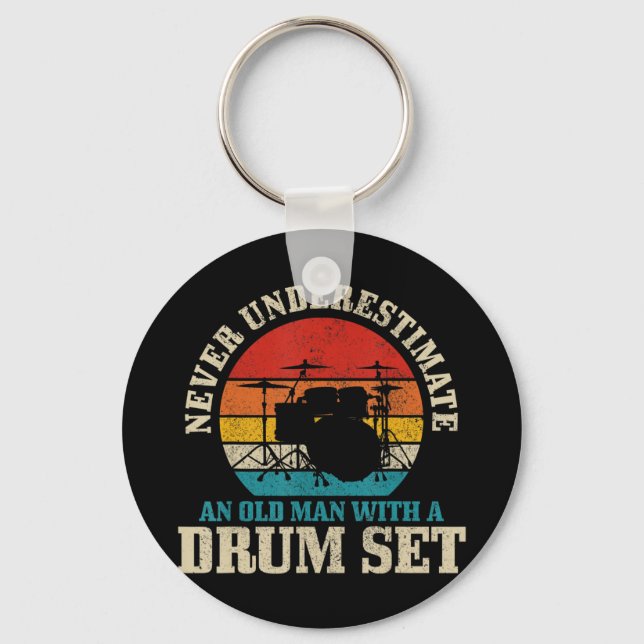 Mens Never Underestimate An Old Man With A Fat Bik Key Ring (Front)