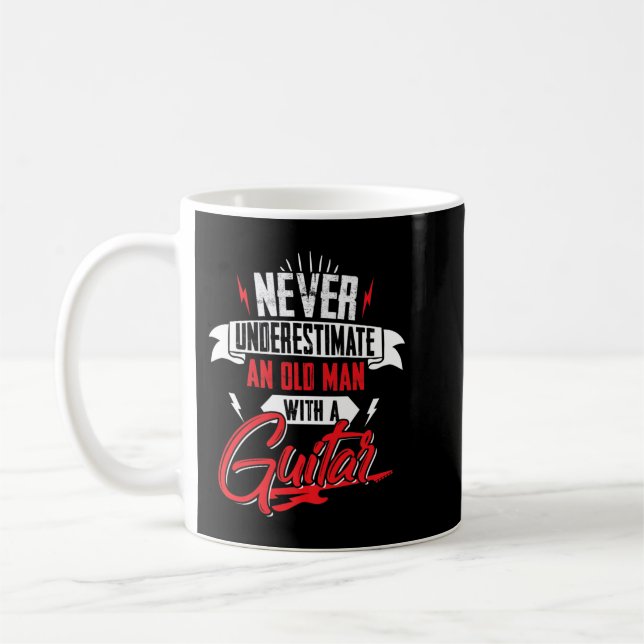 Mens Never Underestimate An Old Man With A Guitar  Coffee Mug (Left)