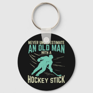 Mens Never Underestimate An Old Man With A Hockey Key Ring