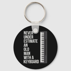 Mens Never Underestimate An Old Man With A Keyboar Key Ring