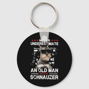 Mens Never Underestimate An Old Man With A Schnauz Key Ring