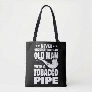 Mens Never Underestimate an Old Man with a Tobacco Tote Bag