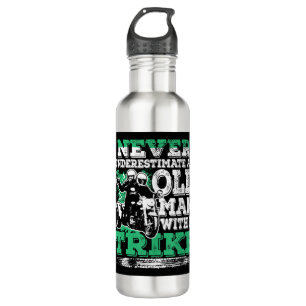 Mens Never Underestimate An Old Man With A Trike C 710 Ml Water Bottle