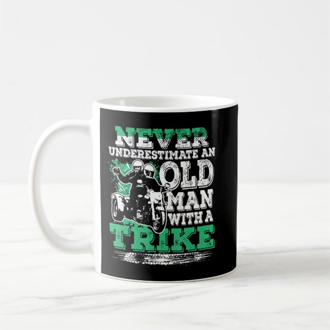Mens Never Underestimate An Old Man With A Trike C Coffee Mug (Left)