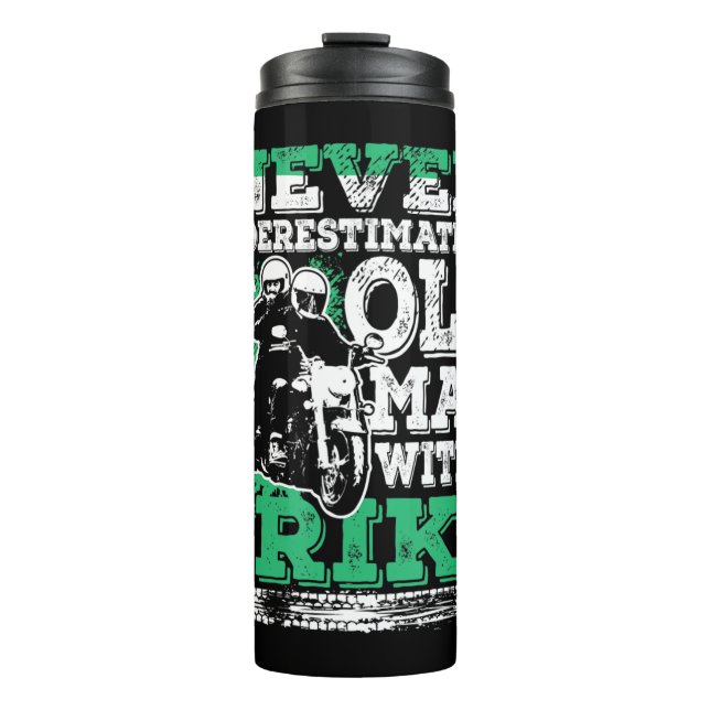 Mens Never Underestimate An Old Man With A Trike C Thermal Tumbler (Front)