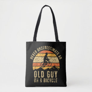 Mens Never Underestimate Funny Cycling Tshirt Are Tote Bag