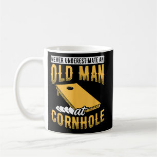 Mens Never Underestimate Old Man Bag Bean Cornhole Coffee Mug