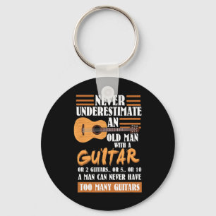 Mens Never Underestimate Old Man with Pickleball P Key Ring