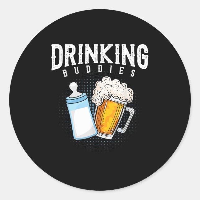 Mens New Dad Beer And Milk Joke  Classic Round Sticker (Front)