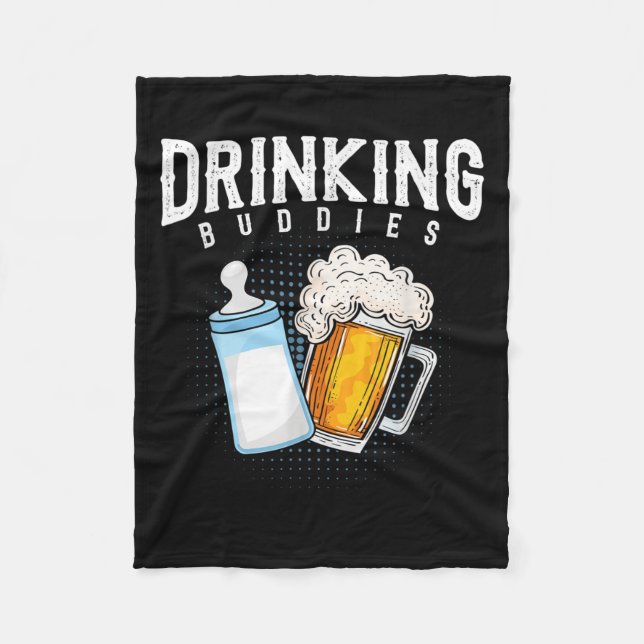 Mens New Dad Beer And Milk Joke  Fleece Blanket (Front)