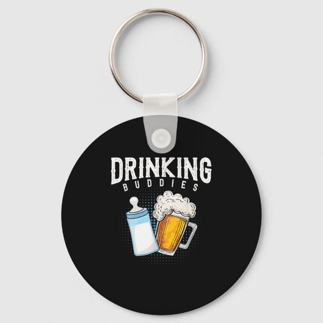 Mens New Dad Beer And Milk Joke  Key Ring (Front)