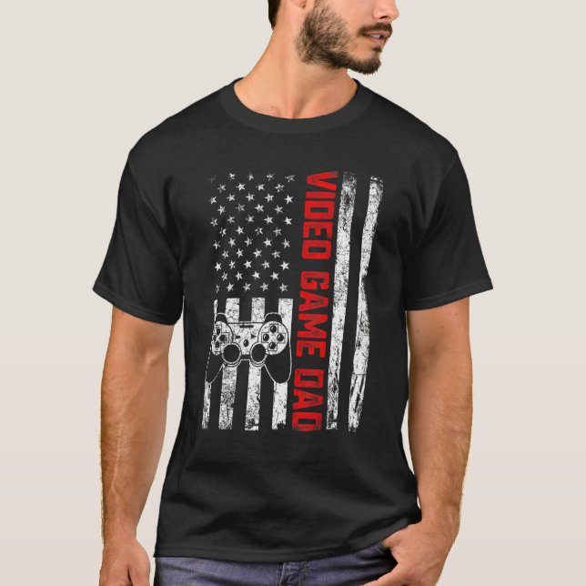 Mens New Dad First Time Video Game Daddy Retro Ame T-Shirt (Front)