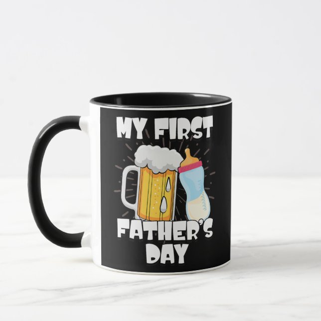 Mens New Father My First Fathers Day Funny Dad Mug (Left)