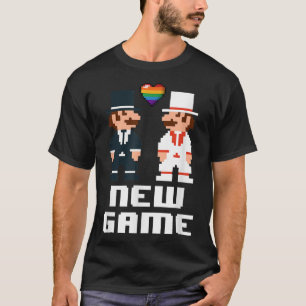 Mens New Game Newlyweds Gay Gamer LGBT Wedding  T-Shirt