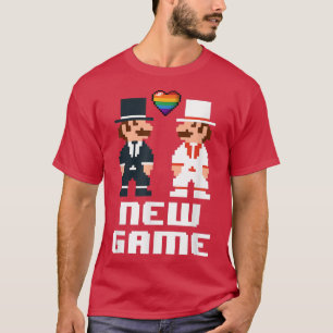 Mens New Game Newlyweds Gay Gamer LGBT Wedding  T-Shirt