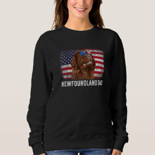 Mens  Newfoundland Dad American Flag Father's Day Sweatshirt