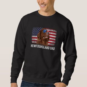 Mens Newfoundland Dad American Flag Father's Day Sweatshirt