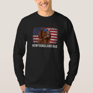 Mens Newfoundland Dad American Flag Father's Day T-Shirt