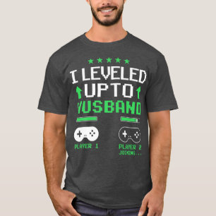 Mens Newlywed Groom Funny Video Game Lovers Leveli T-Shirt