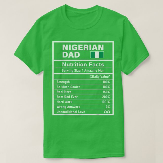 Mens Nigerian Dad Nutrition Facts Father's Day Nat T-Shirt (Design Front)