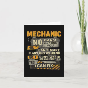 Mens No Im Not Ignoring You Mechanic Wrench Humour Card