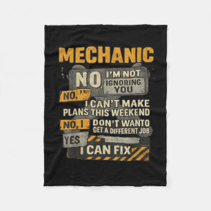 Mens No Im Not Ignoring You Mechanic Wrench Humour Fleece Blanket
