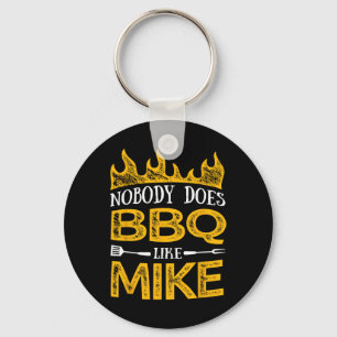Mens Nobody Does Bbq Like Mike Key Ring