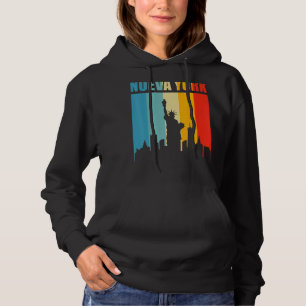 Mens Nueva York Spanish New York Retro Style Vinta Hoodie