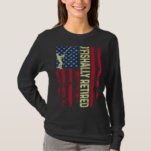 Mens O'fishally Retired Dad Usa Patriotic Flag Fat T-Shirt
