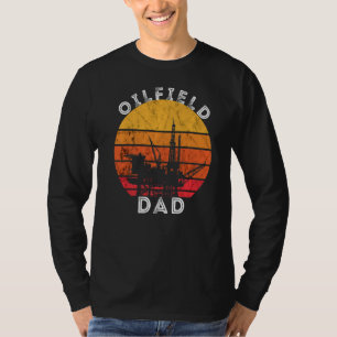 Mens Oil Rig Retro Sunset Oilfield Dad Worker Oild T-Shirt