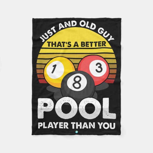 Mens Old Guy Pool Player - Funny Billiards Gift Id Fleece Blanket (Front)