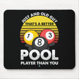 Mens Old Guy Pool Player - Funny Billiards Gift Id Mouse Pad