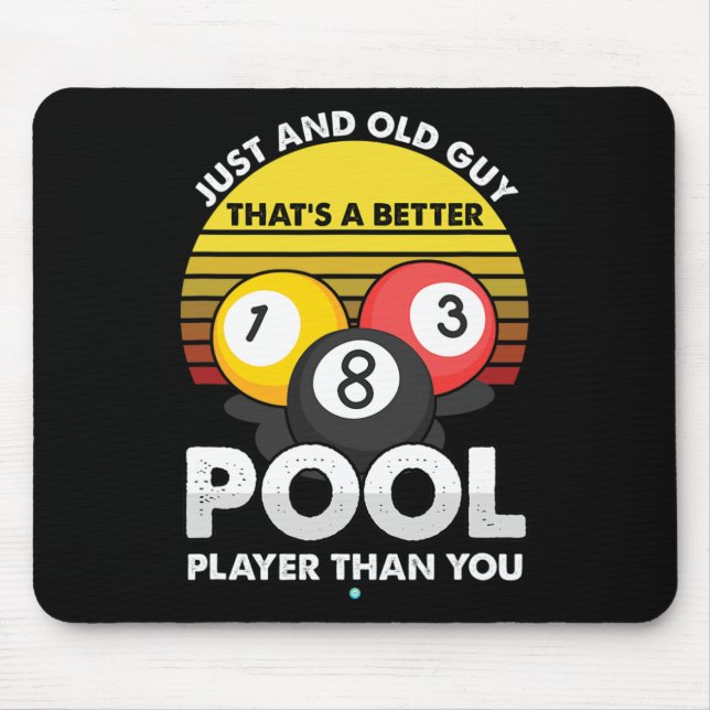Mens Old Guy Pool Player - Funny Billiards Gift Id Mouse Pad (Front)