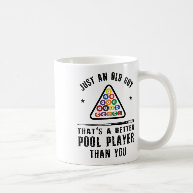 Mens Old Guy Pool Player Gift For Elder Billiards  Coffee Mug (Right)