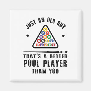 Mens Old Guy Pool Player Gift For Elder Billiards Magnet