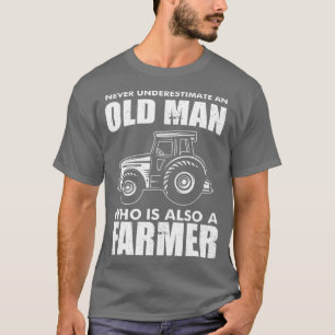 Mens Old Man Farmer Tractor Grandpa Farm Truck T-Shirt