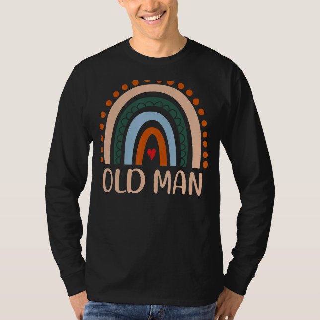 Mens Old Man Rainbow Boho Rainbow Old Man Cool Dad T-Shirt (Front)