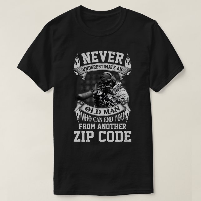 Mens Old Man Who Can End You From Another Zip Code T-Shirt (Design Front)