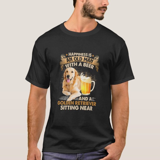 Mens Old Man With Beer T-Shirt (Front)
