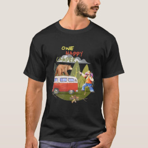 Mens One Happy Camper Dad Mum Forest Camp T-Shirt