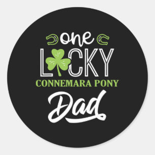 Mens One Lucky Connemara Pony Horse Dad Irish Hors Classic Round Sticker