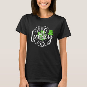 Mens One Lucky Dad Funny Father Irish Clovers St P T-Shirt