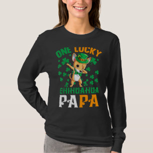 Mens One Lucky Dog Papa Funny Chihuahua Dad St Pat T-Shirt