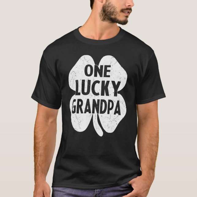 Mens One Lucky Grandpa  Shamrock St Patrick S Day  T-Shirt (Front)