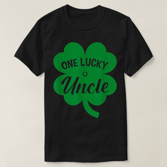Mens One Lucky Uncle Shamrock Four Leaf Clover St  T-Shirt (Design Front)