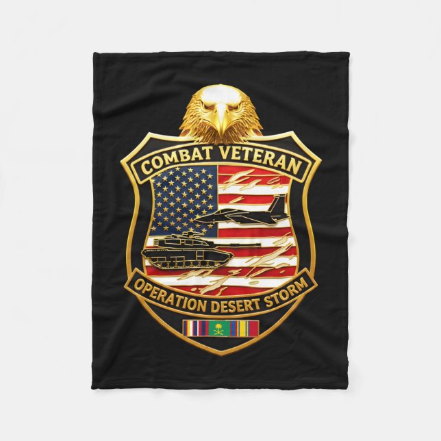 Mens operation desert combat veteran gulf war fleece blanket (Front)